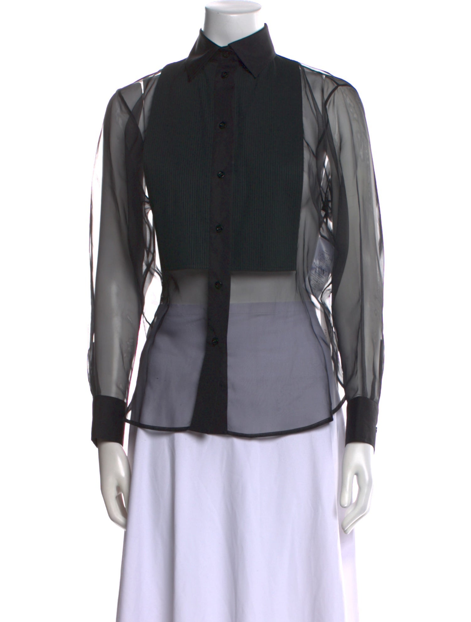 Christian Dior Silk Long Sleeve Button-Up Top